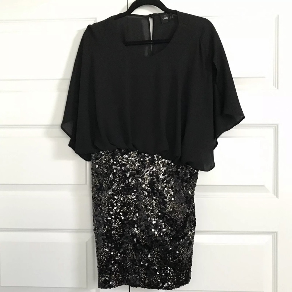 Black ASOS midi sequin dress